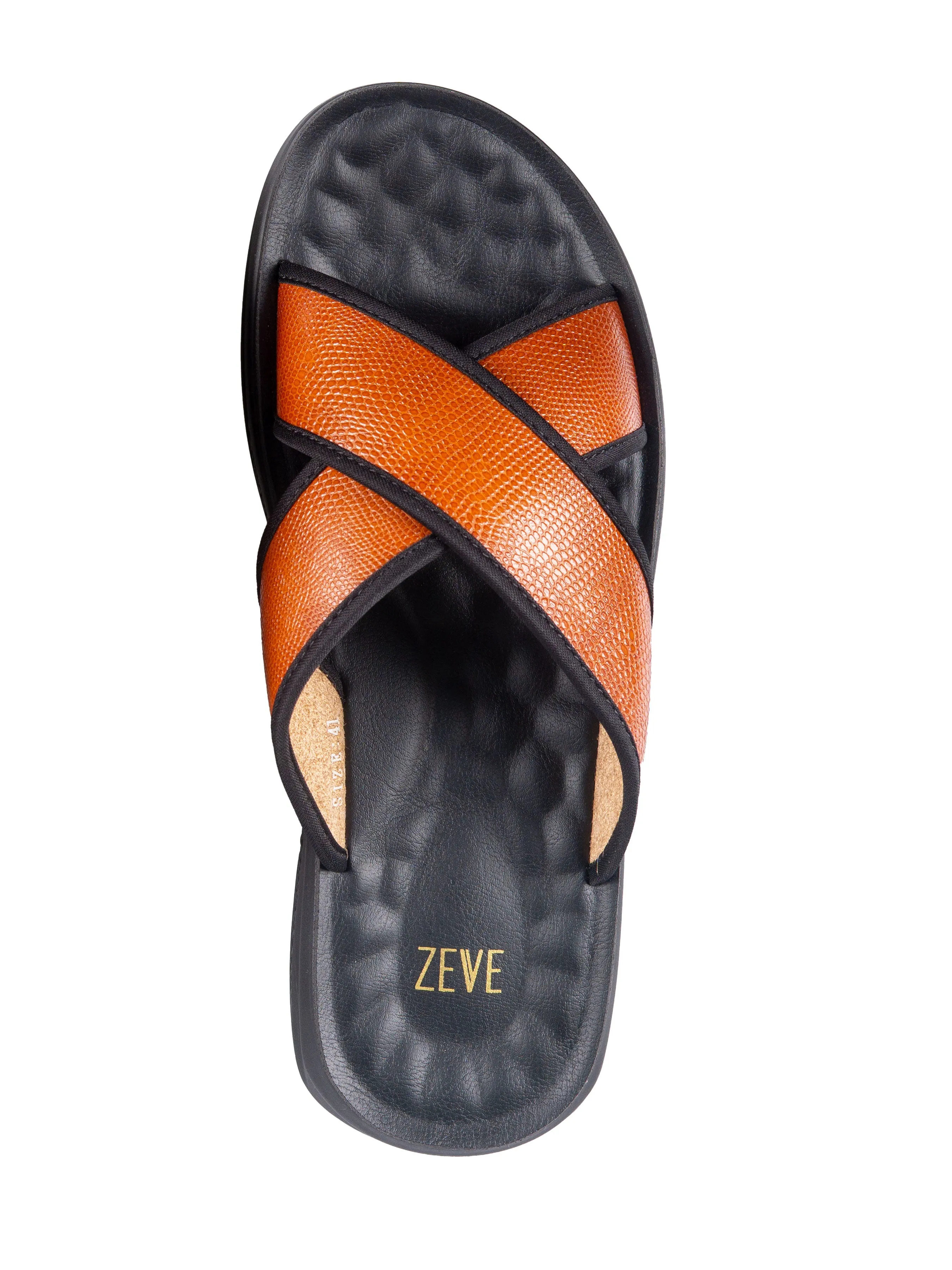 Cognac Tan Phyton Cross Strap Sandal