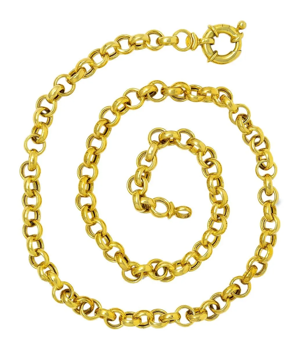 Contemporary Italian 14 Karat Gold Rolo Link Chain Necklace