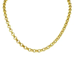 Contemporary Italian 14 Karat Gold Rolo Link Chain Necklace