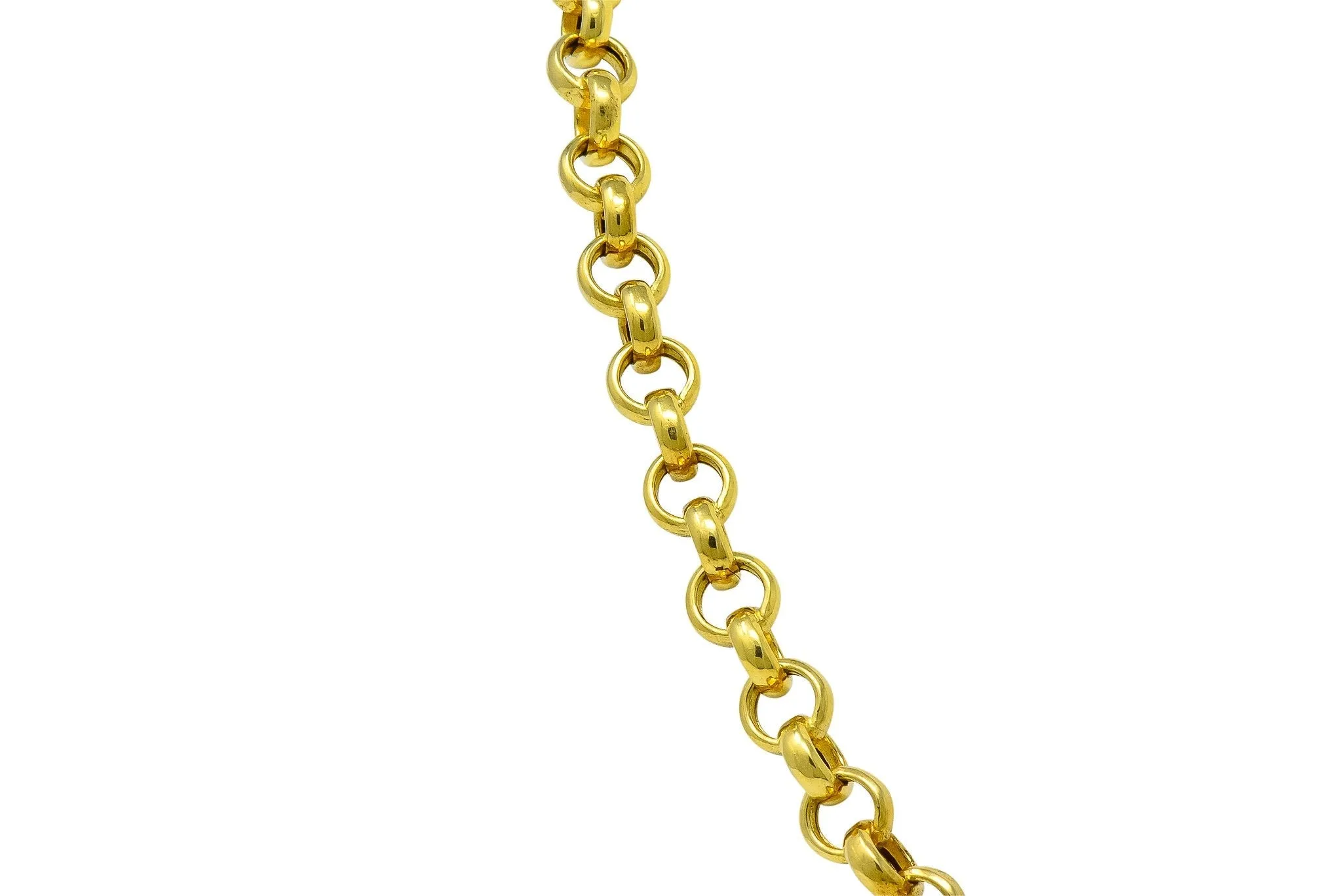 Contemporary Italian 14 Karat Gold Rolo Link Chain Necklace