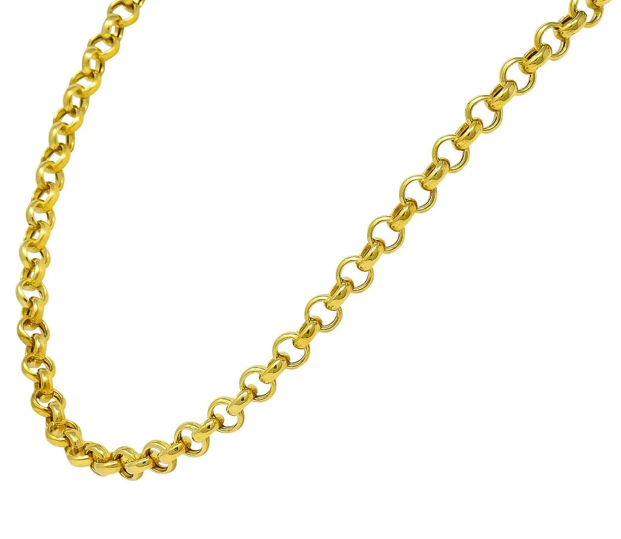 Contemporary Italian 14 Karat Gold Rolo Link Chain Necklace