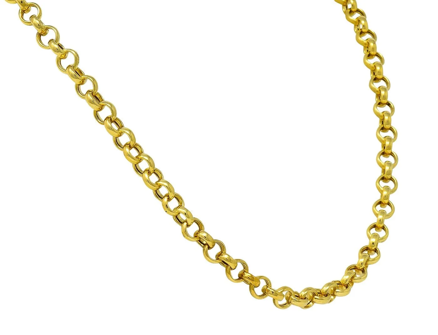 Contemporary Italian 14 Karat Gold Rolo Link Chain Necklace