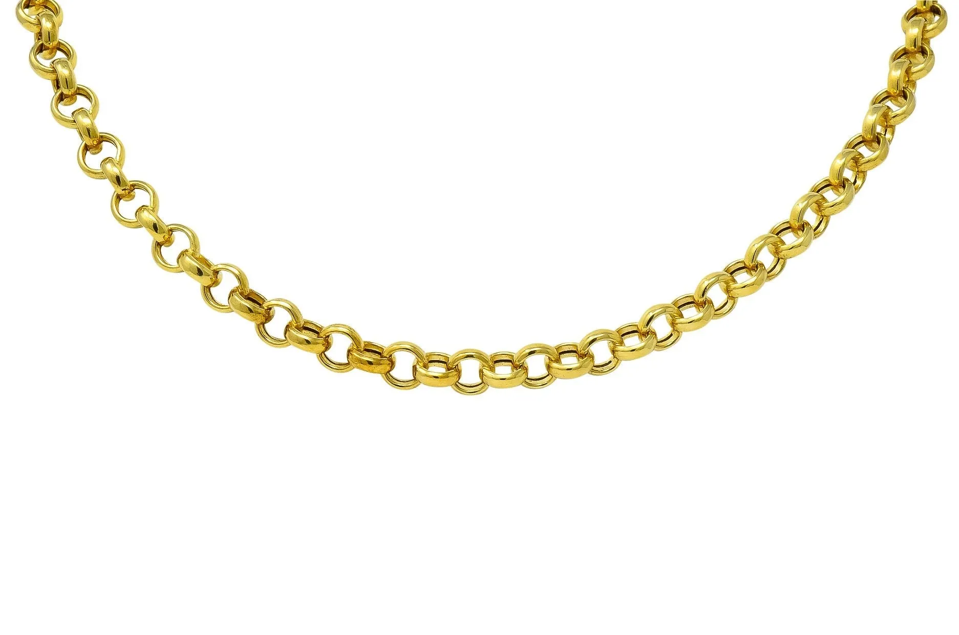 Contemporary Italian 14 Karat Gold Rolo Link Chain Necklace