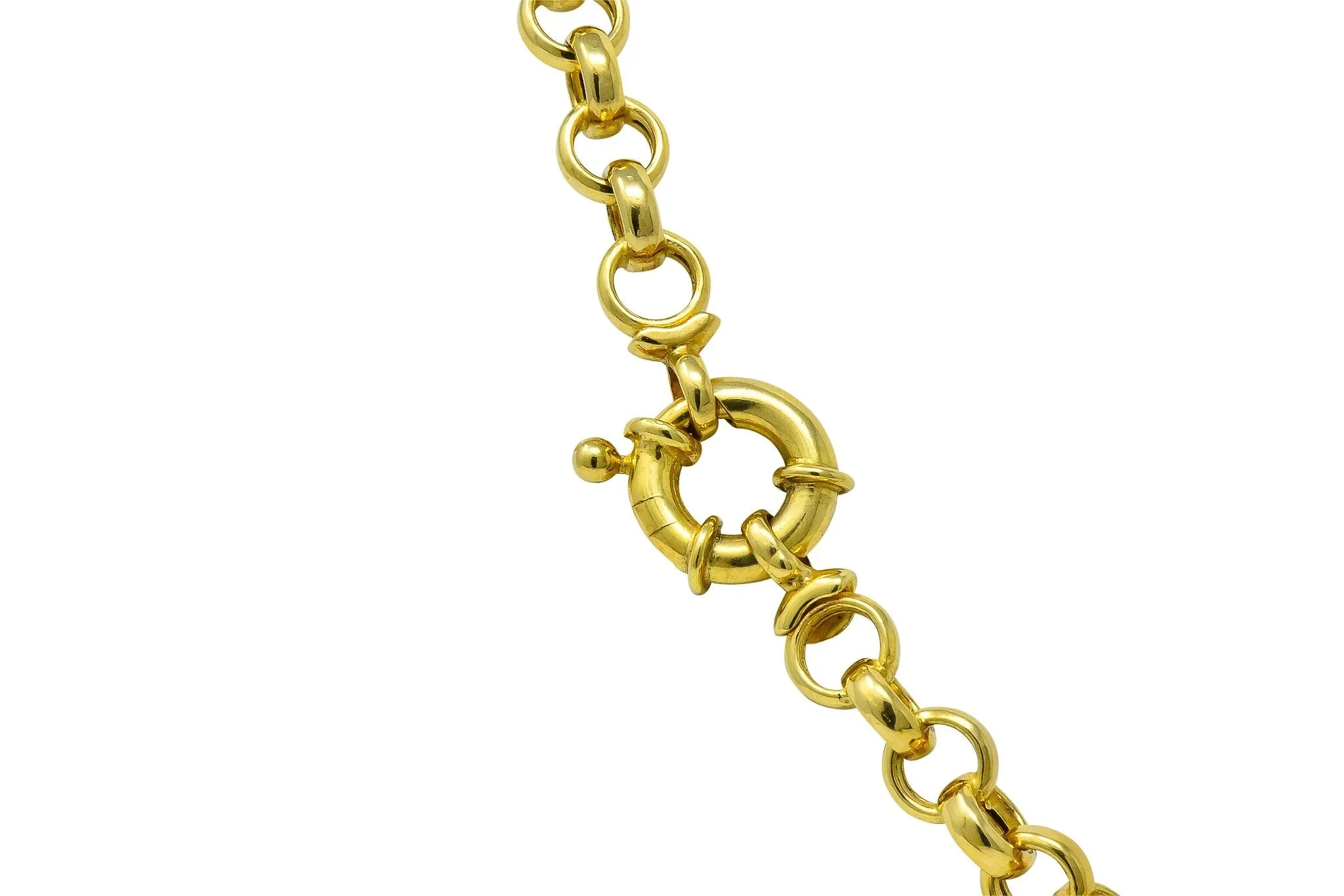 Contemporary Italian 14 Karat Gold Rolo Link Chain Necklace