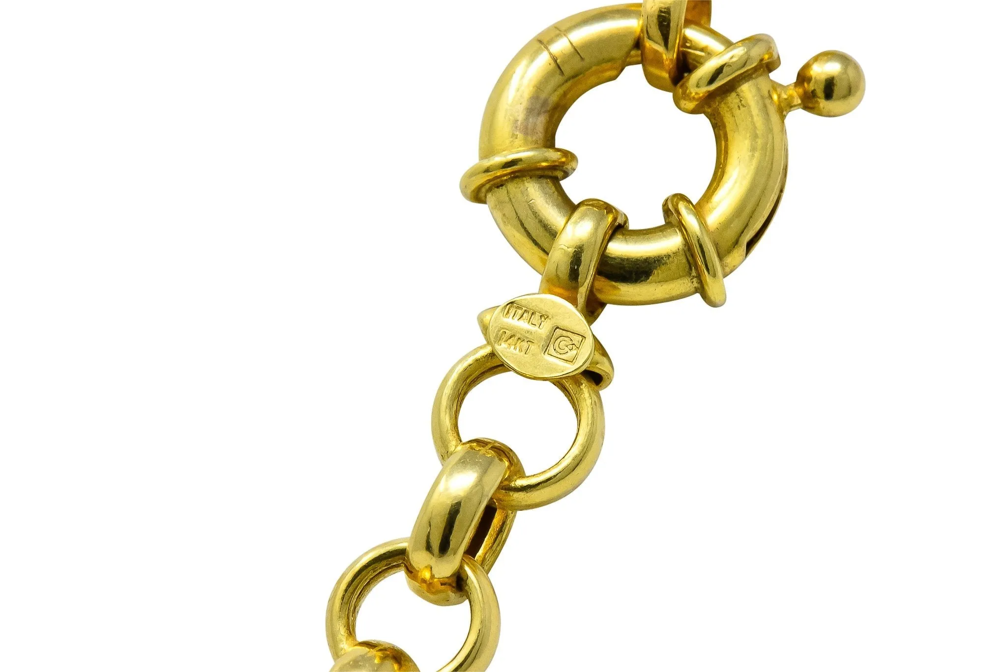 Contemporary Italian 14 Karat Gold Rolo Link Chain Necklace