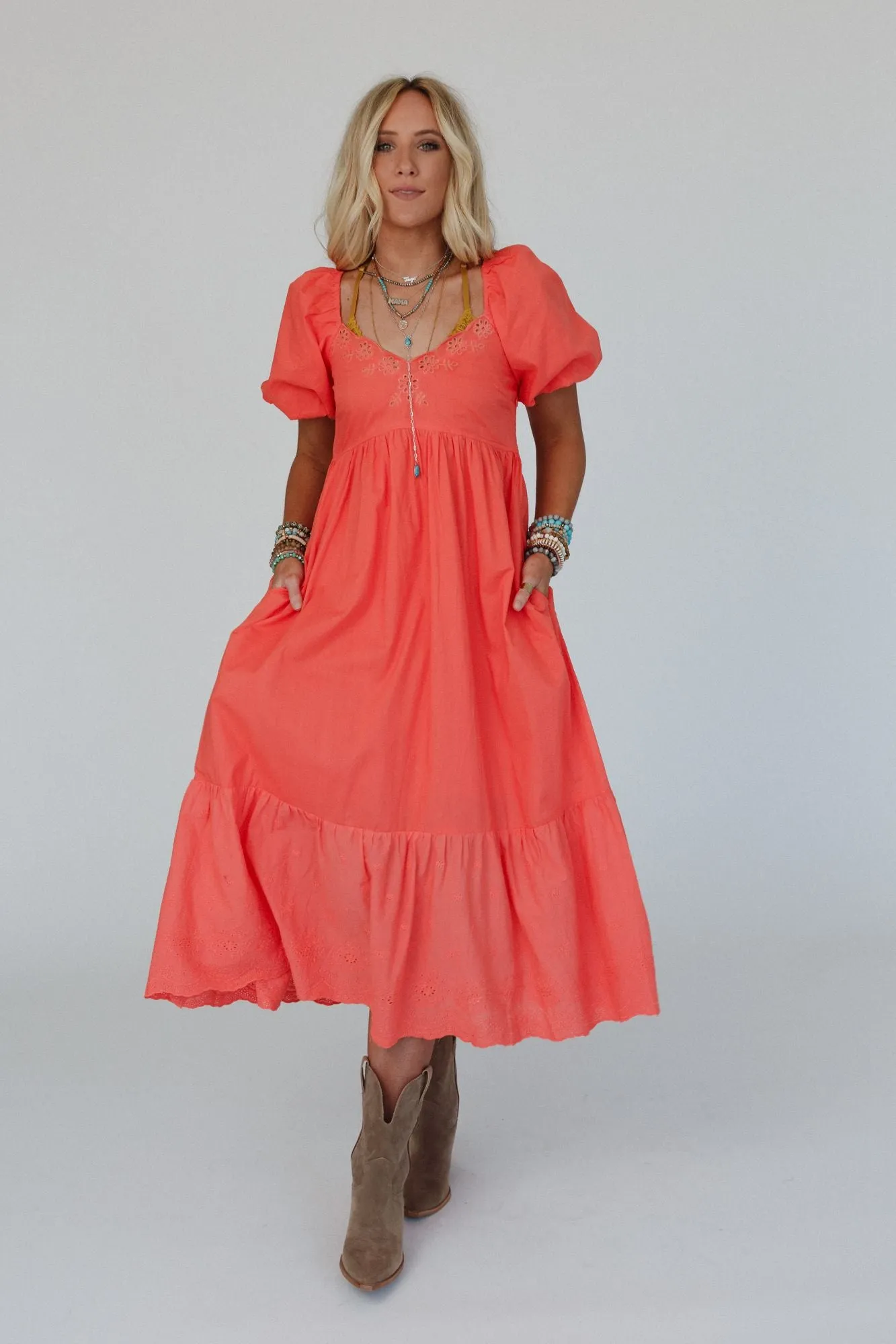 Coral Violet Veil Scalloped Lace Dress