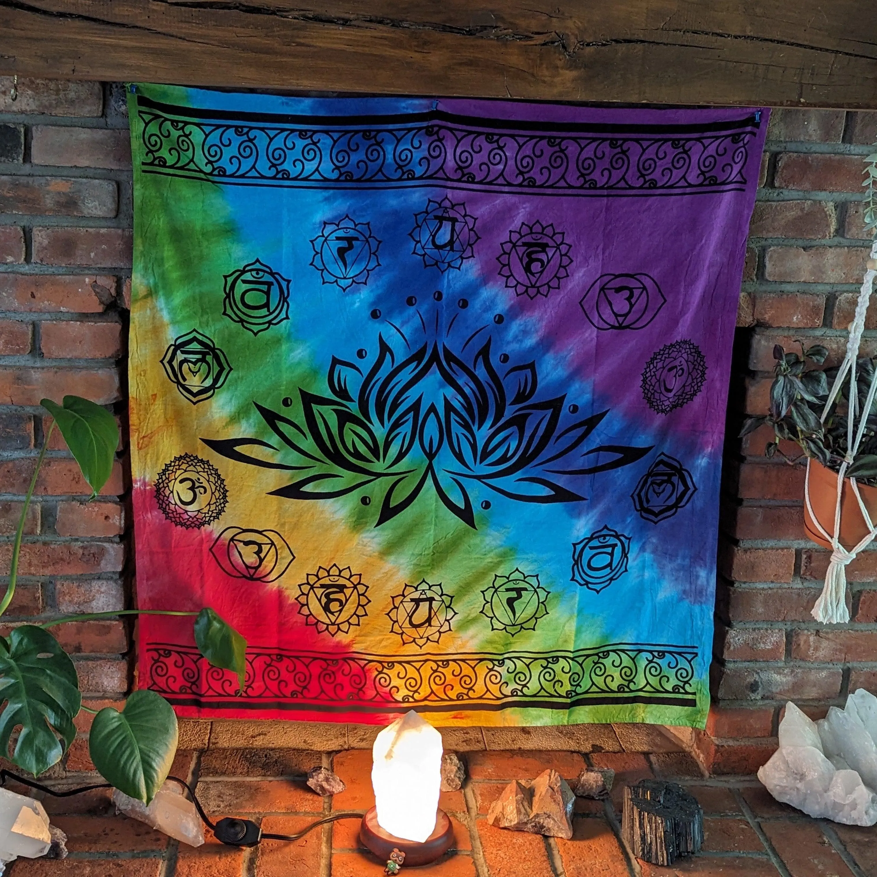 Cotton, Dyed Tapestry with Chakra Symbols