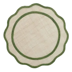 Set of 4 Pomegranate Green Scalloped Placemats