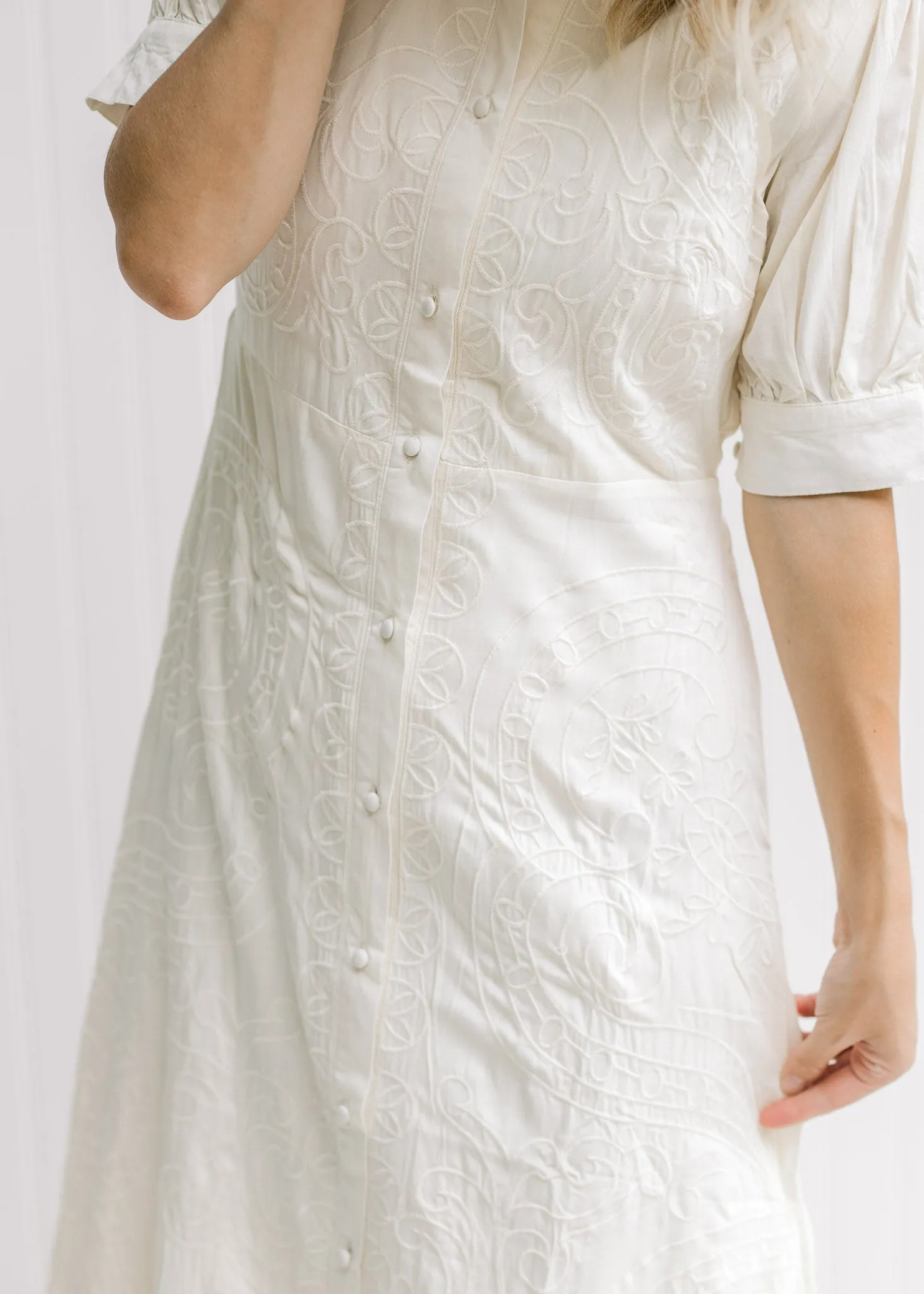 Creamy Embroidered Dress