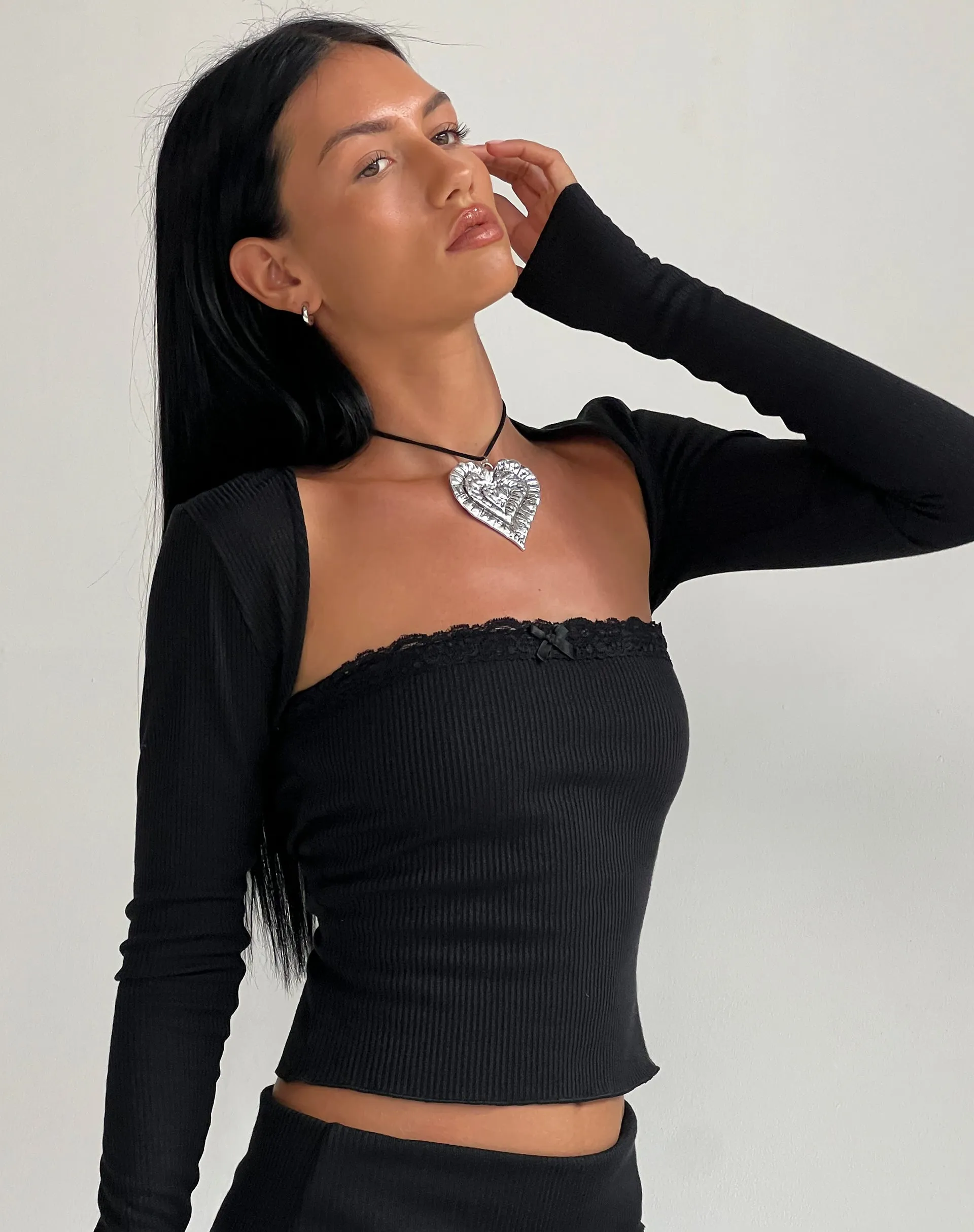 Crinkle Black Cove Bandeau Top