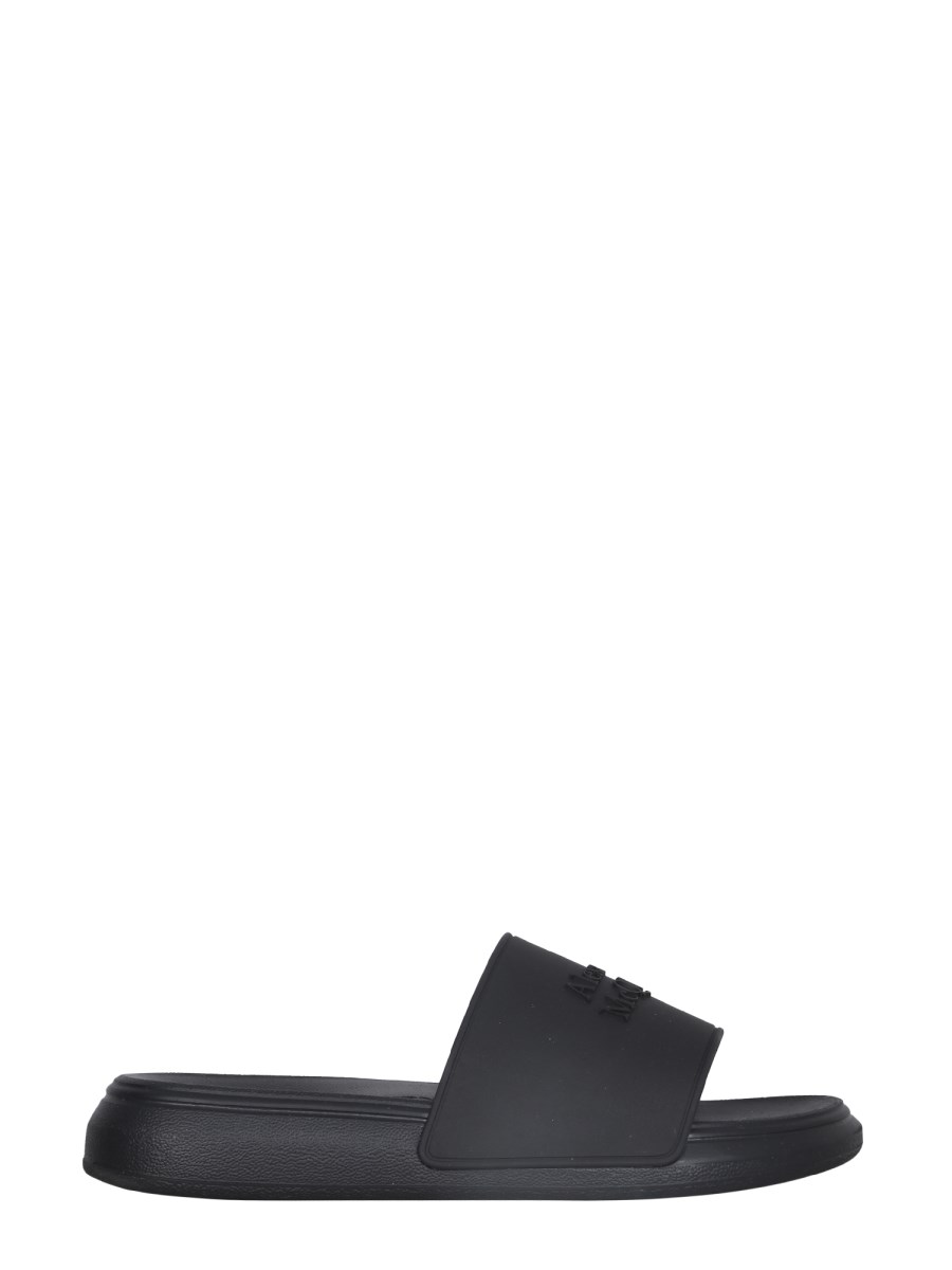 ALEXANDER McQUEEN RUBBER SLIDE SANDALS WITH EMBOSSED LOGO