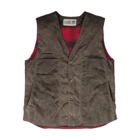 Dark Oak Waxed Button Vest With Lining 2XL