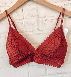 Scalloped Lace Bralette | Dark Rust