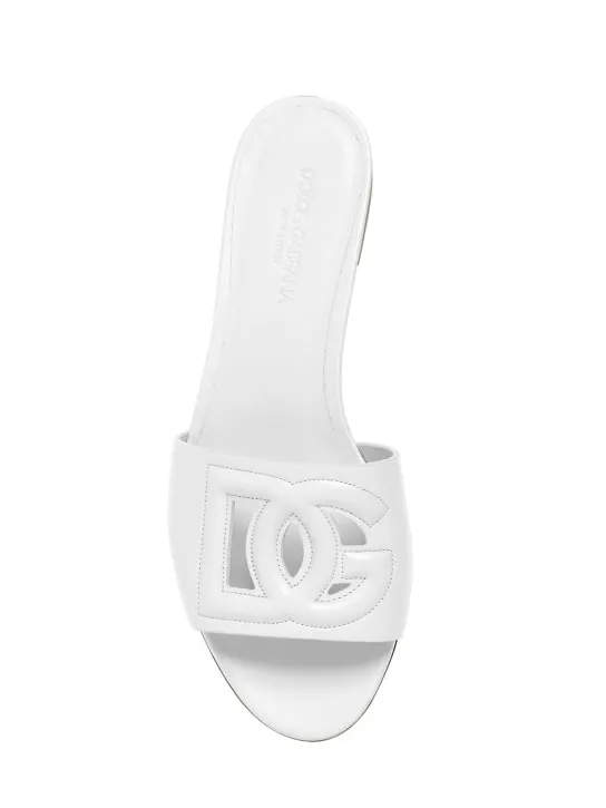 Dolce&Gabbana 10mm Bianca Leather Slide Sandals