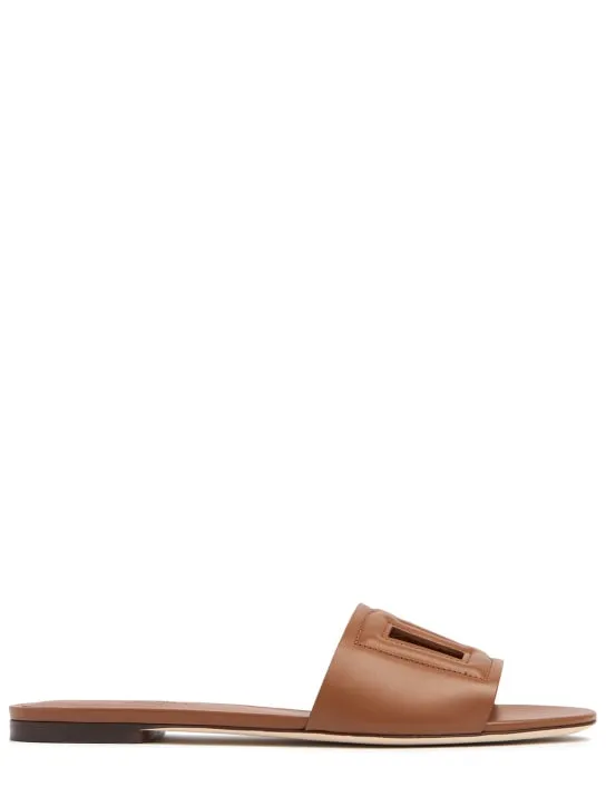 Dolce&Gabbana 10mm Bianca Leather Slide Sandals