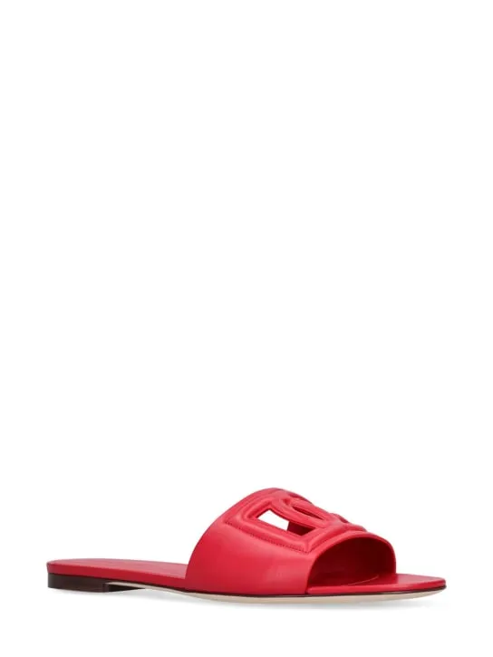 Dolce&Gabbana 10mm Bianca Leather Slide Sandals