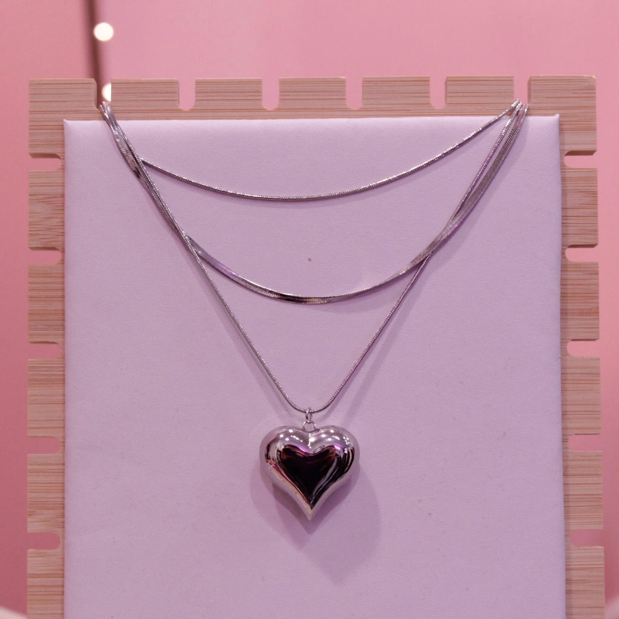 Double Wrap Necklace with Maxi Heart