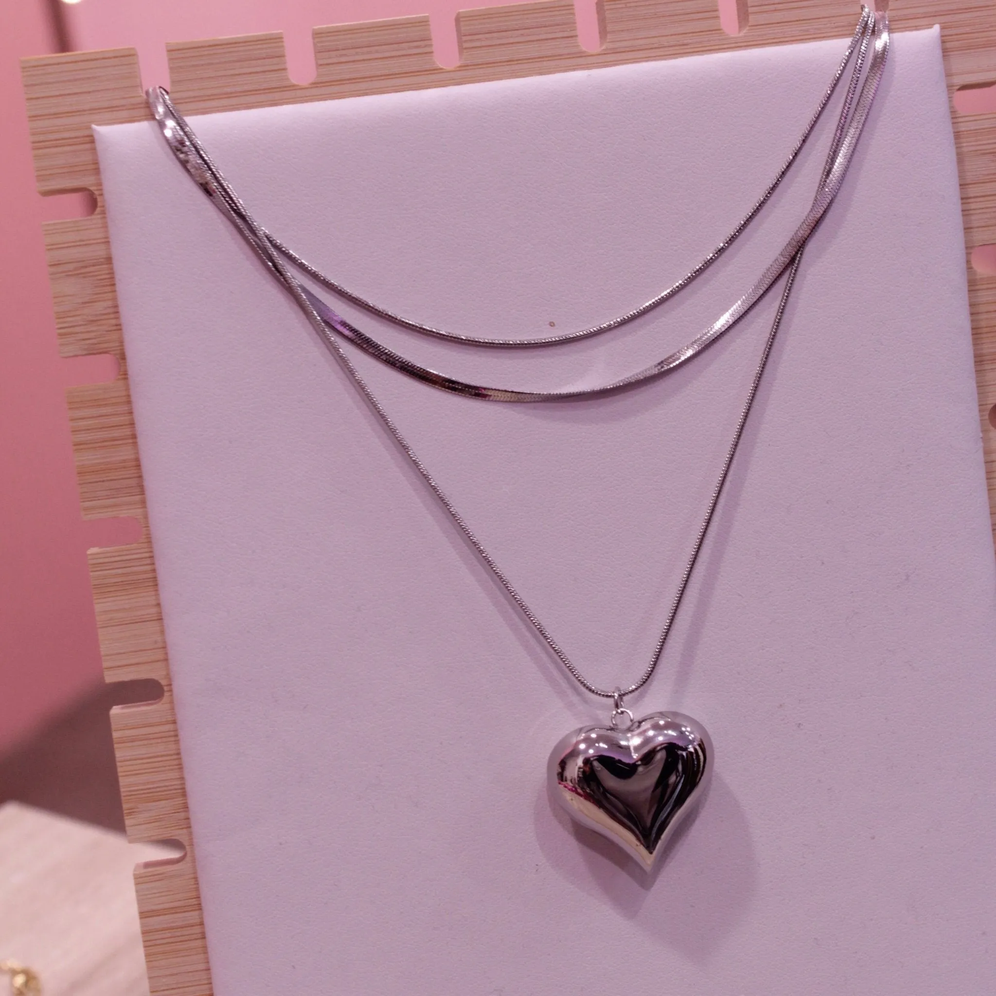 Double Wrap Necklace with Maxi Heart