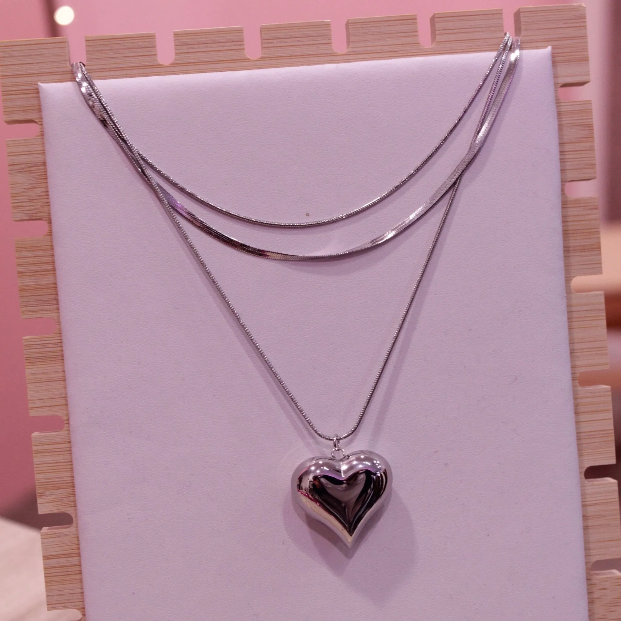 Double Wrap Necklace with Maxi Heart