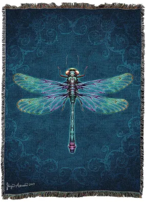 Damask Dragonfly Print Tapestry Throw