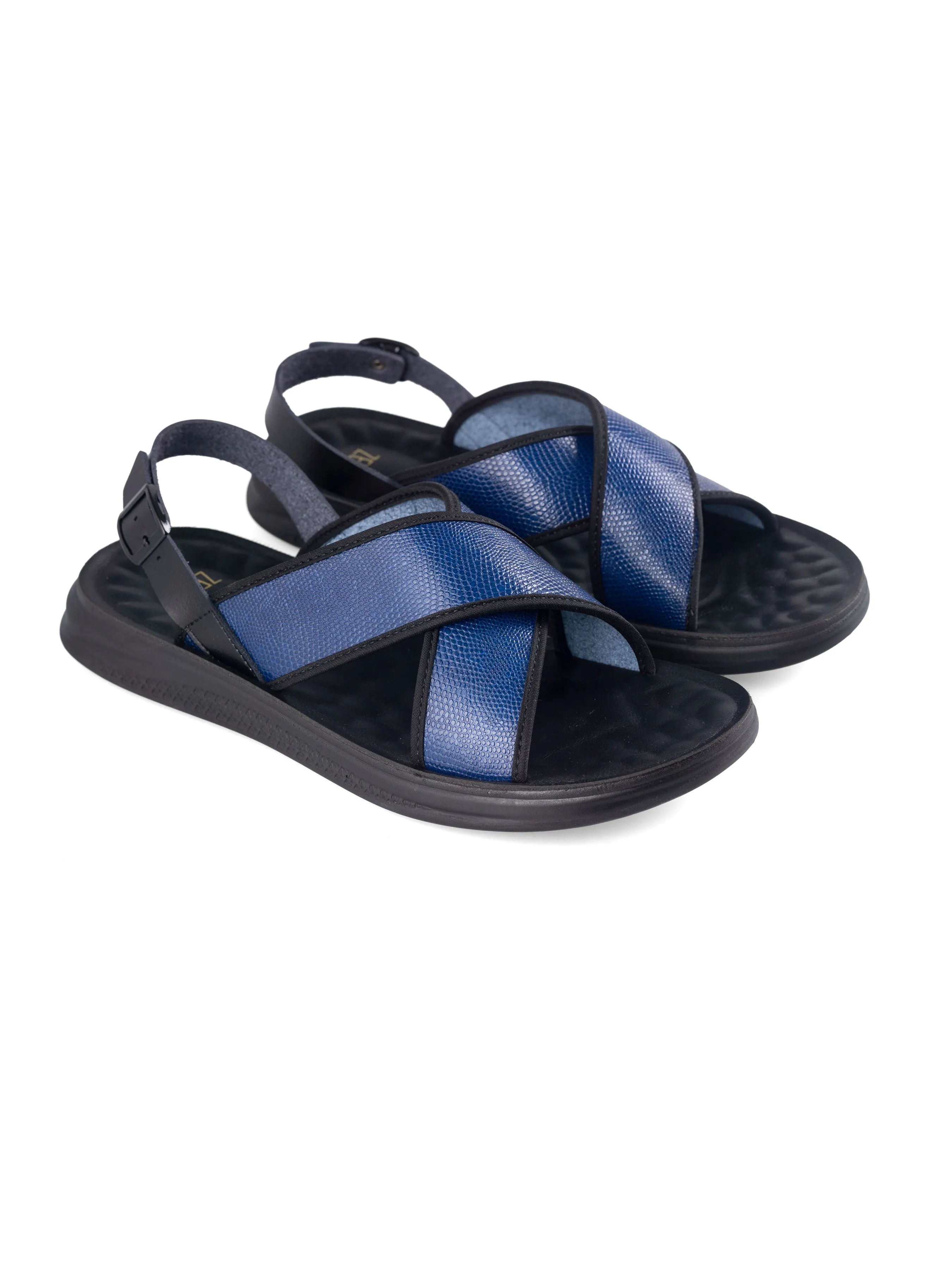 Electric Blue Phyton Slingback Cross Strap Sandal