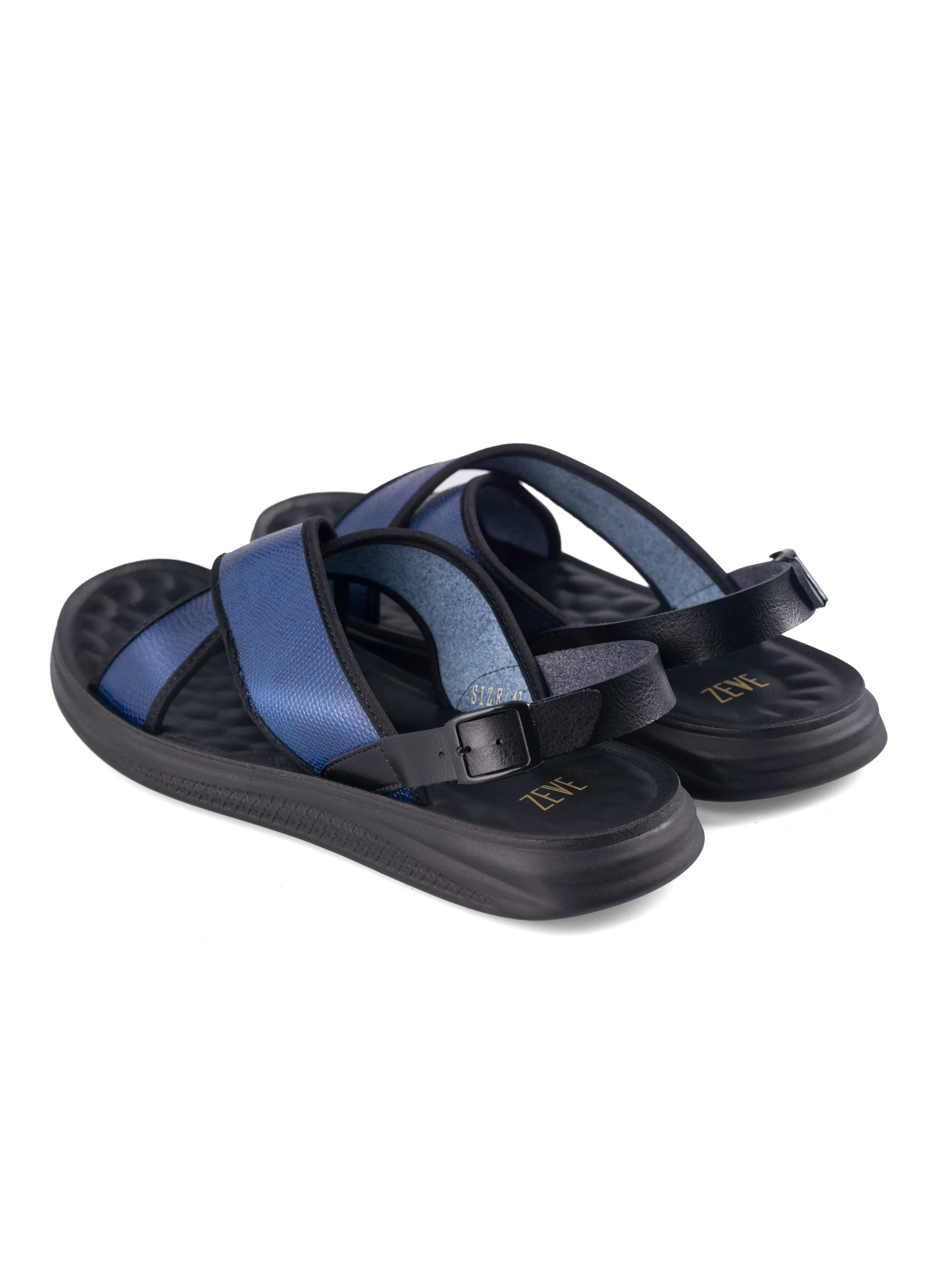 Electric Blue Phyton Slingback Cross Strap Sandal