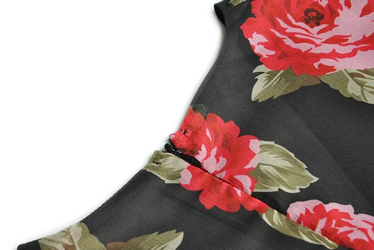 Ruffled Rose Floral Willa V-Neck Dress