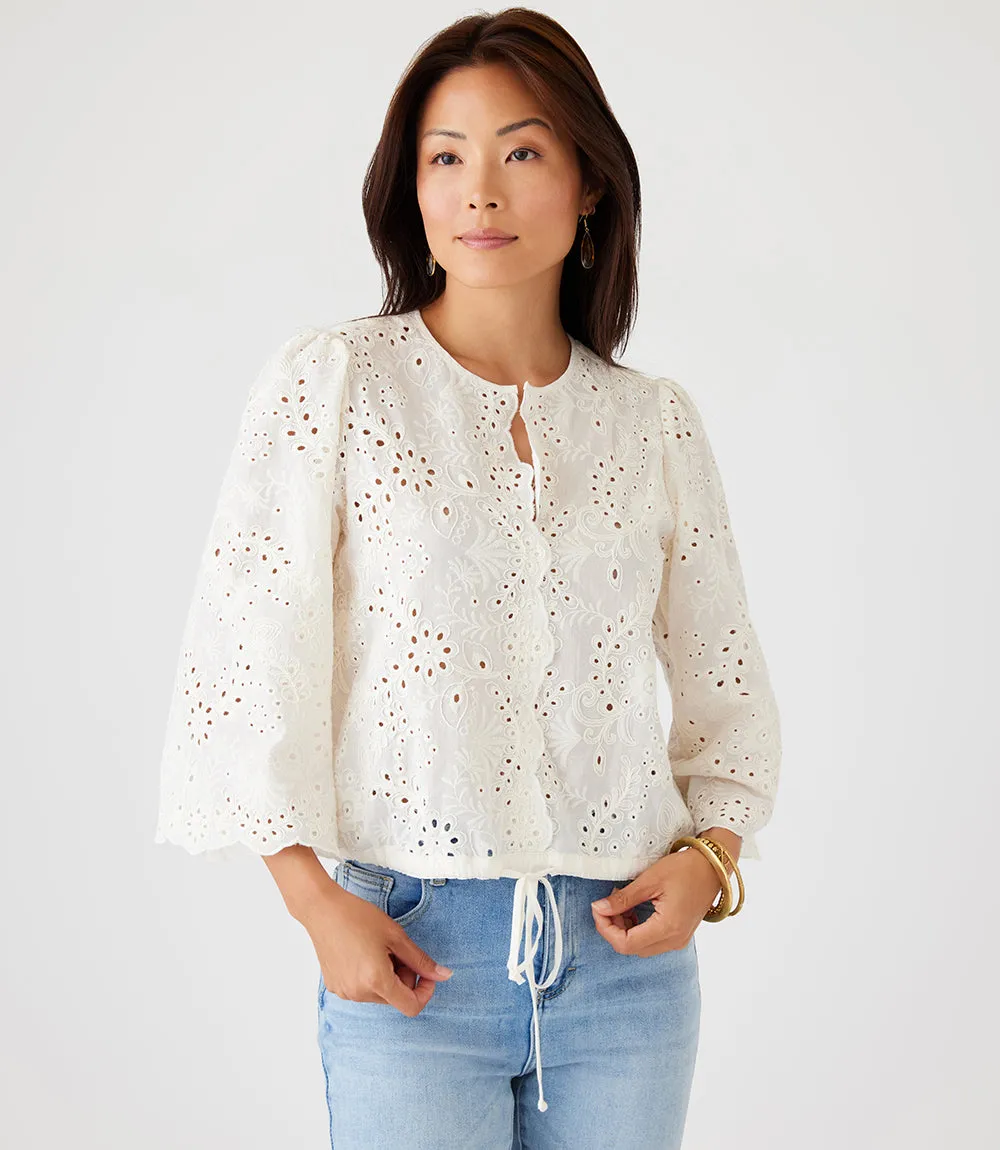 Embroidered Top with Waist Tie