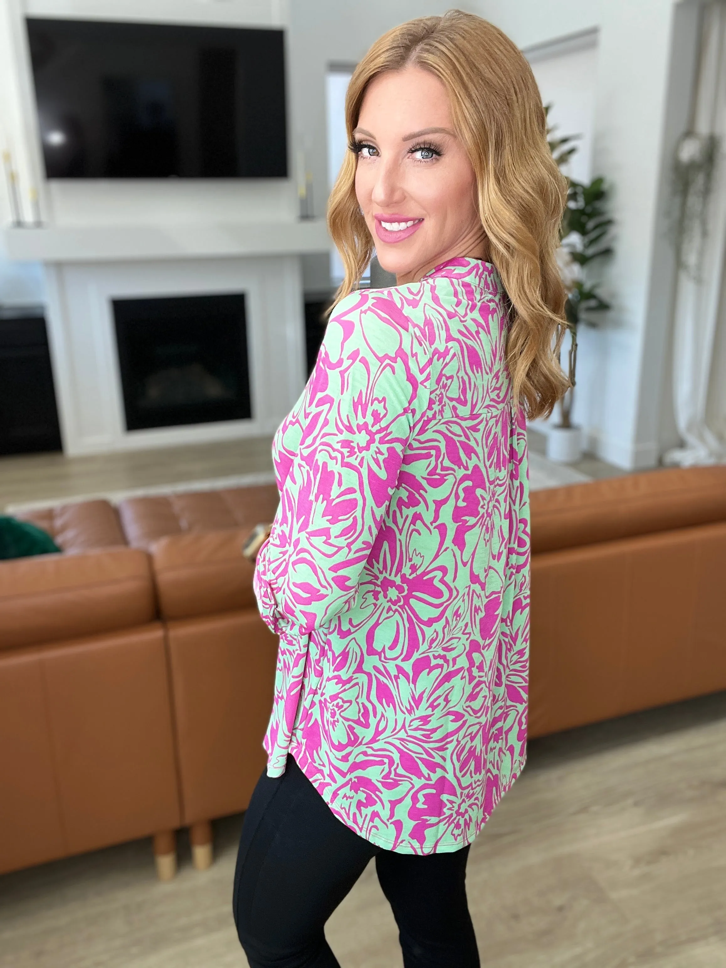 Emerald Pink Floral Lizzy Top