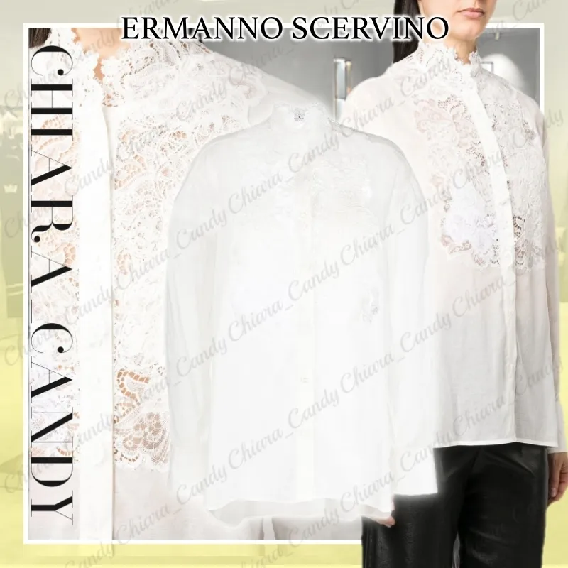 ERMANNO SCERVINO Flower Patterns Casual Long Sleeves Cotton Party Style