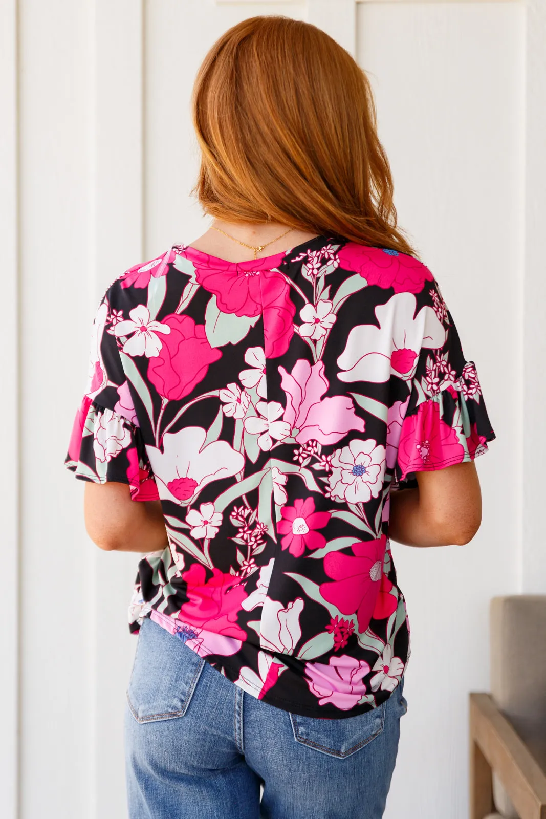 Floral Ruffled Sleeve Top