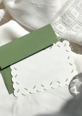 Floral Imprint Notecard Scalloped