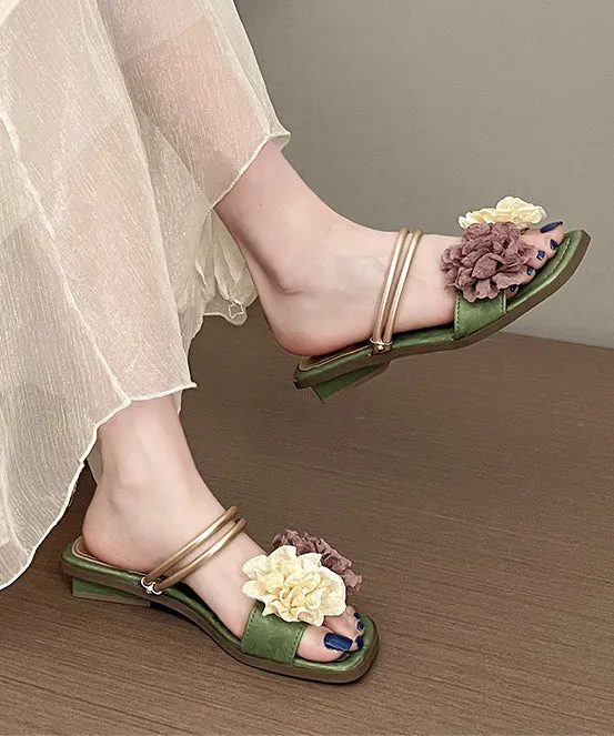 Comfortable French Gold Flower Slide Sandals for Summer 2024