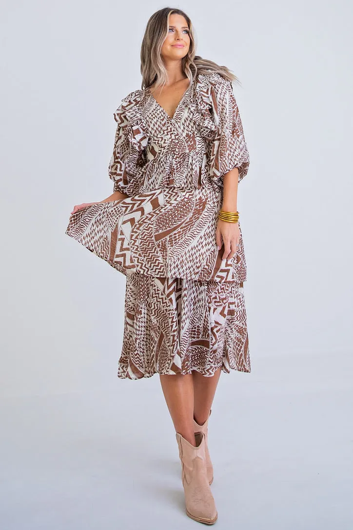 Tribal Geometric Midi Dress