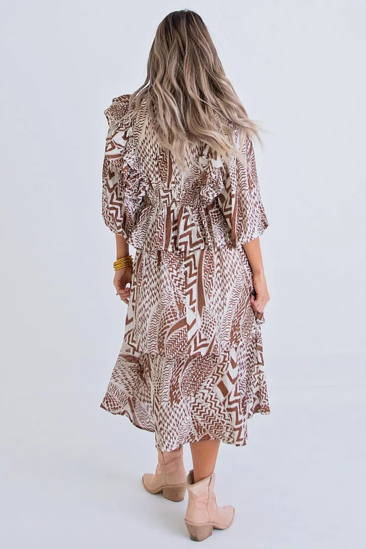 Tribal Geometric Midi Dress