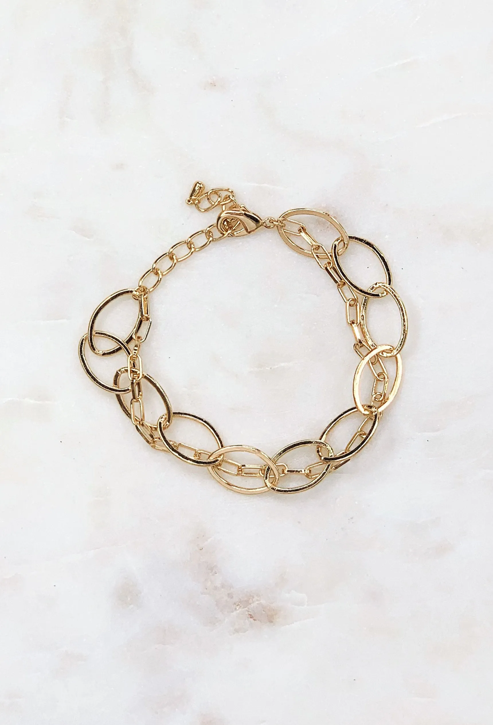 Gold Chain and Link Bracelet