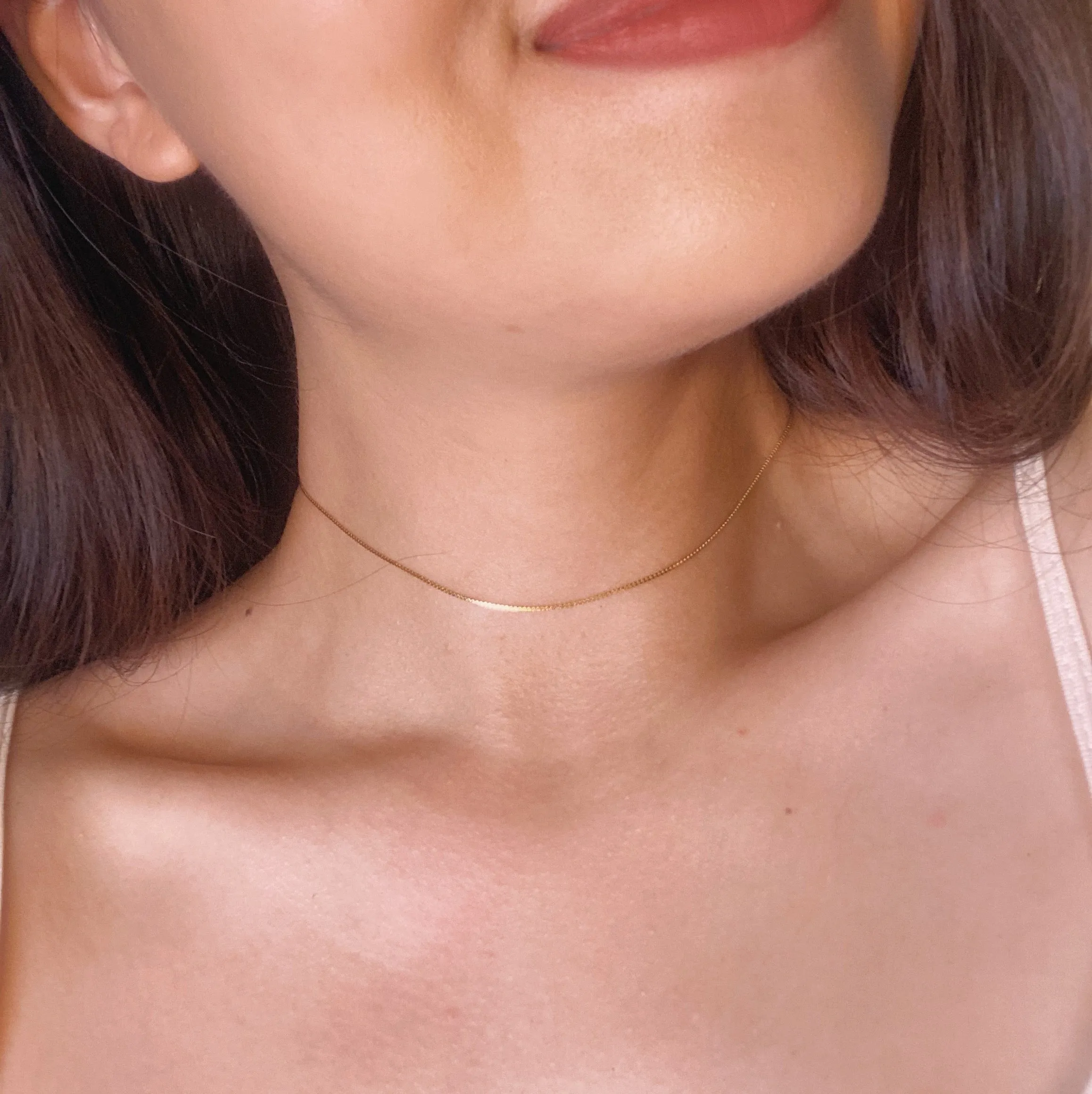 Gold Filled Skinny Flat Chain Choker