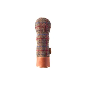 Unique Olive Check Golf Club Headcover in Harris Tweed and Leather