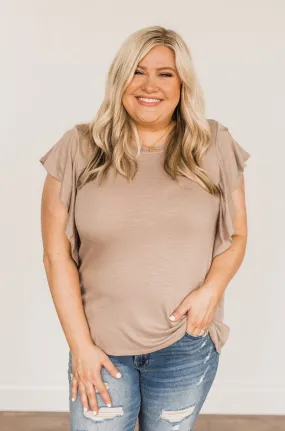 Taupe Ruffle Top