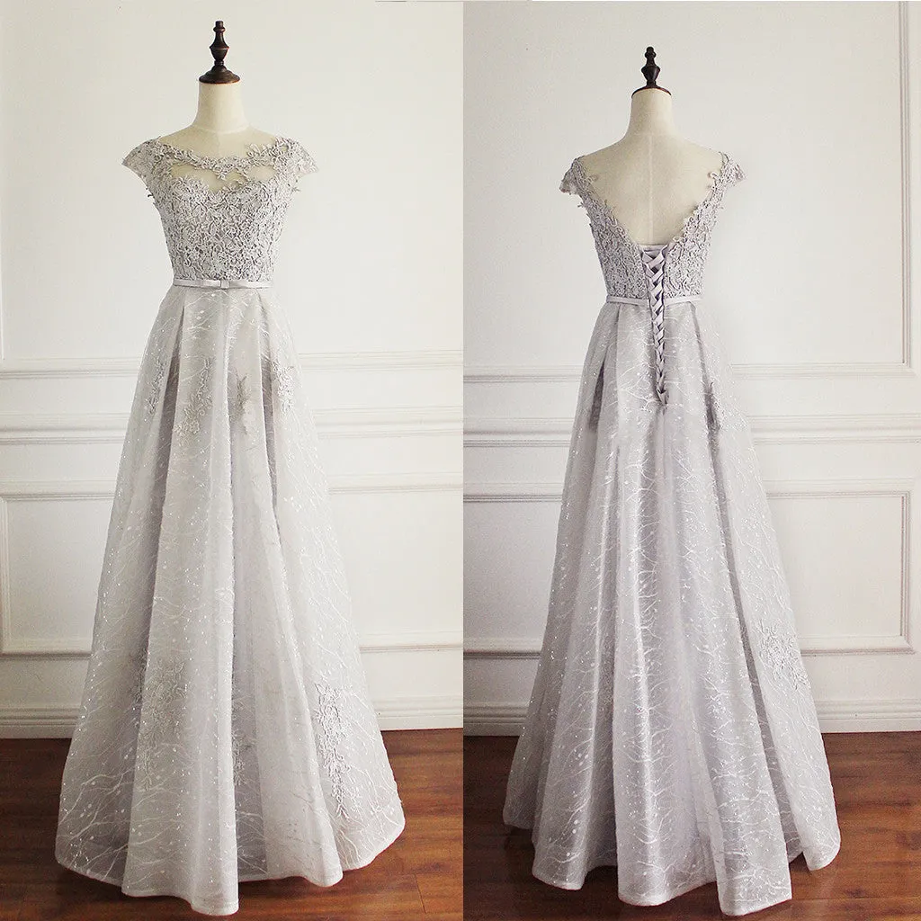 Elegant Light Grey Bridesmaid Dress WG52