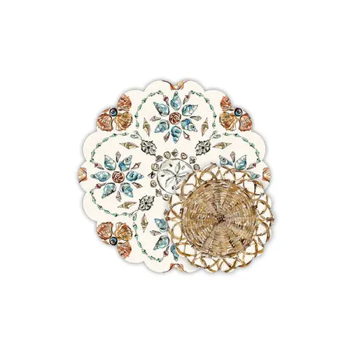 Handpainted Doily Set featuring Coastal Seashells