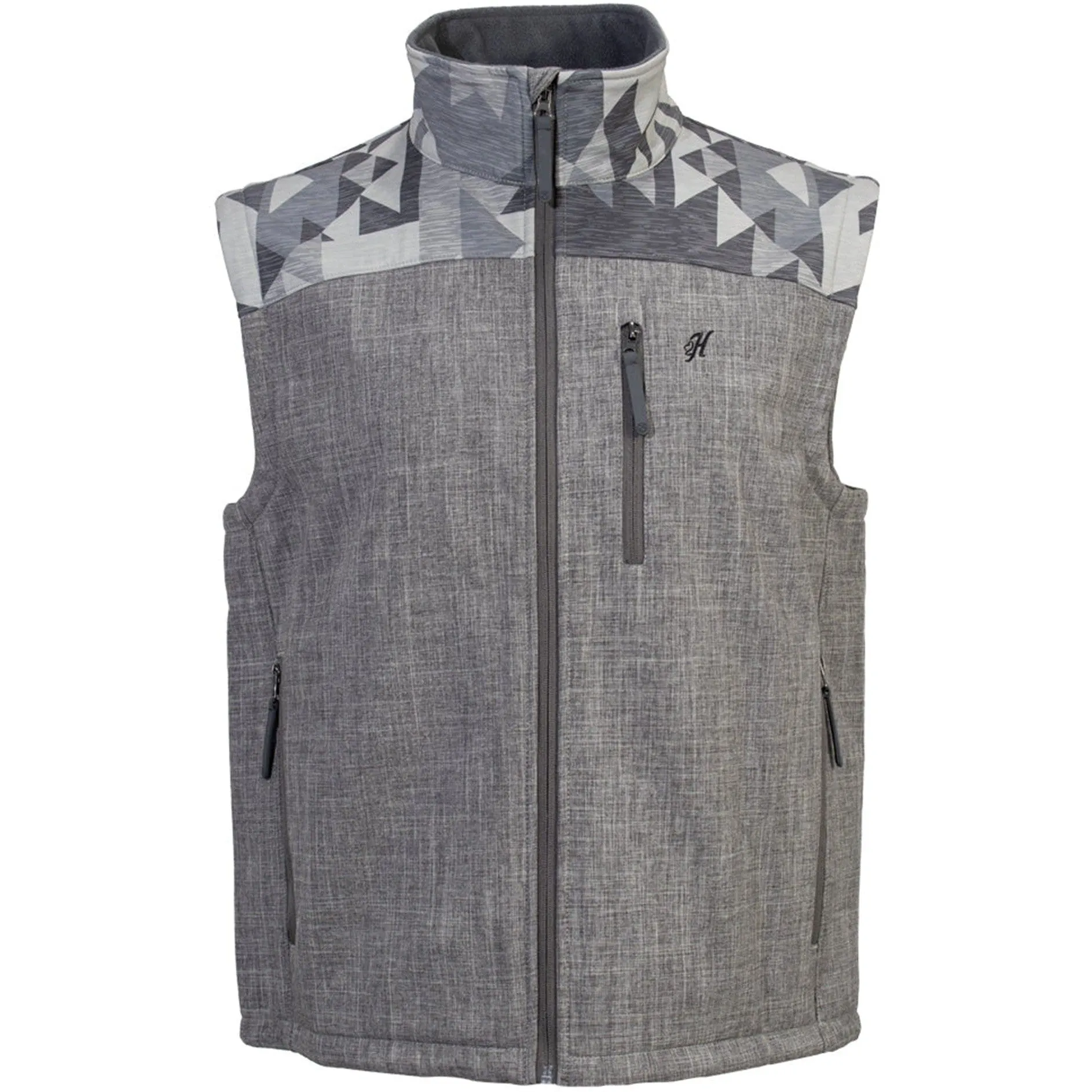 Grey and Aztec Softshell Vest for Men by Hooey