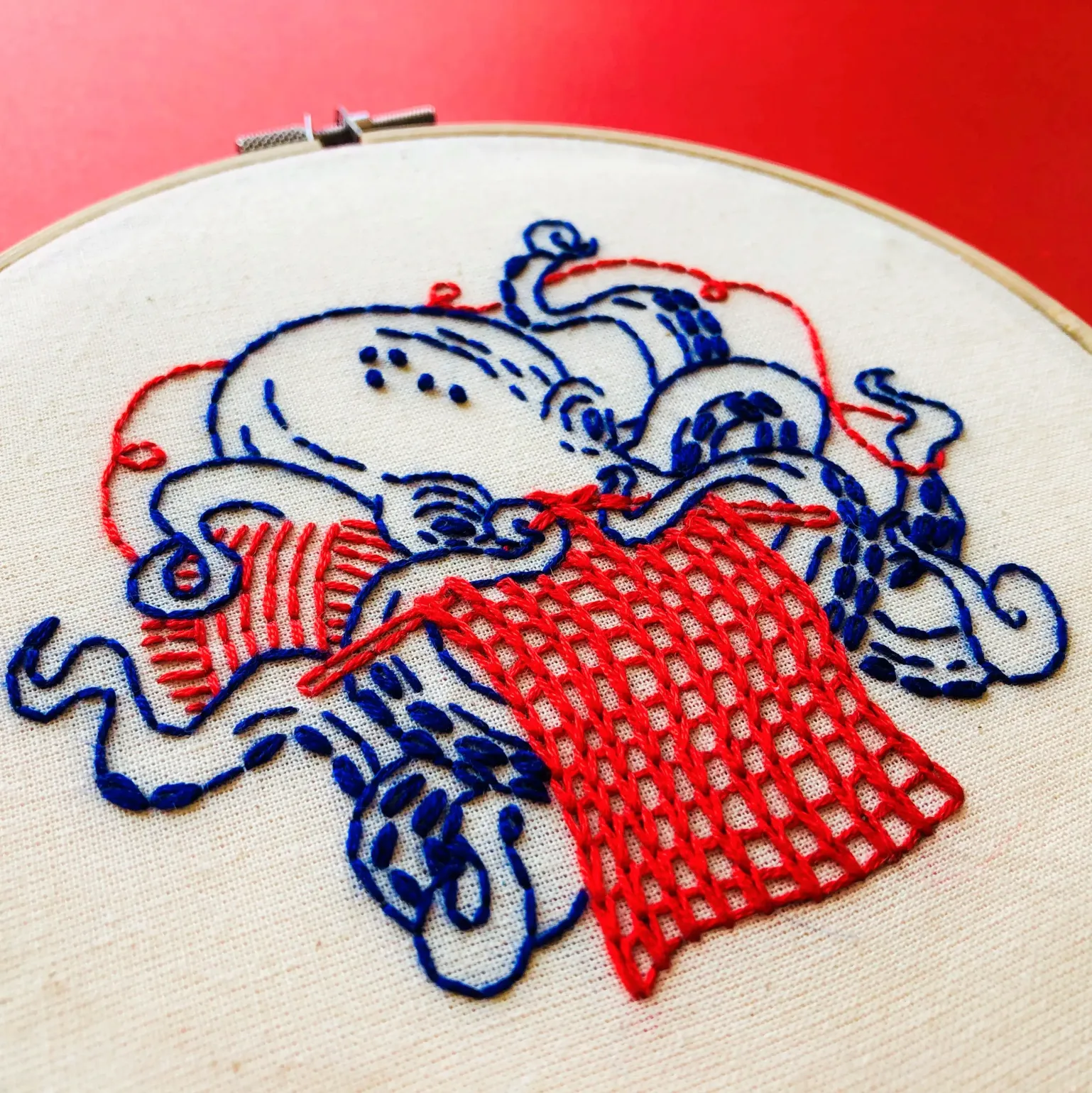 Industrious Octopus Embroidery Kit by Hook Line & Tinker