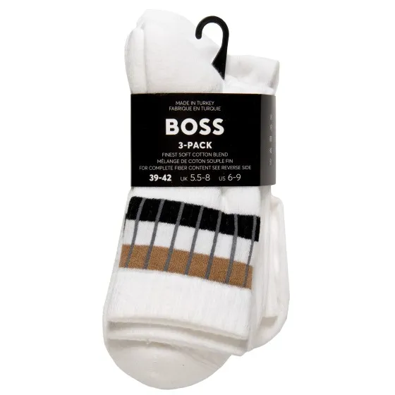 HUGO BOSS 3P QS Ribbed Socks White