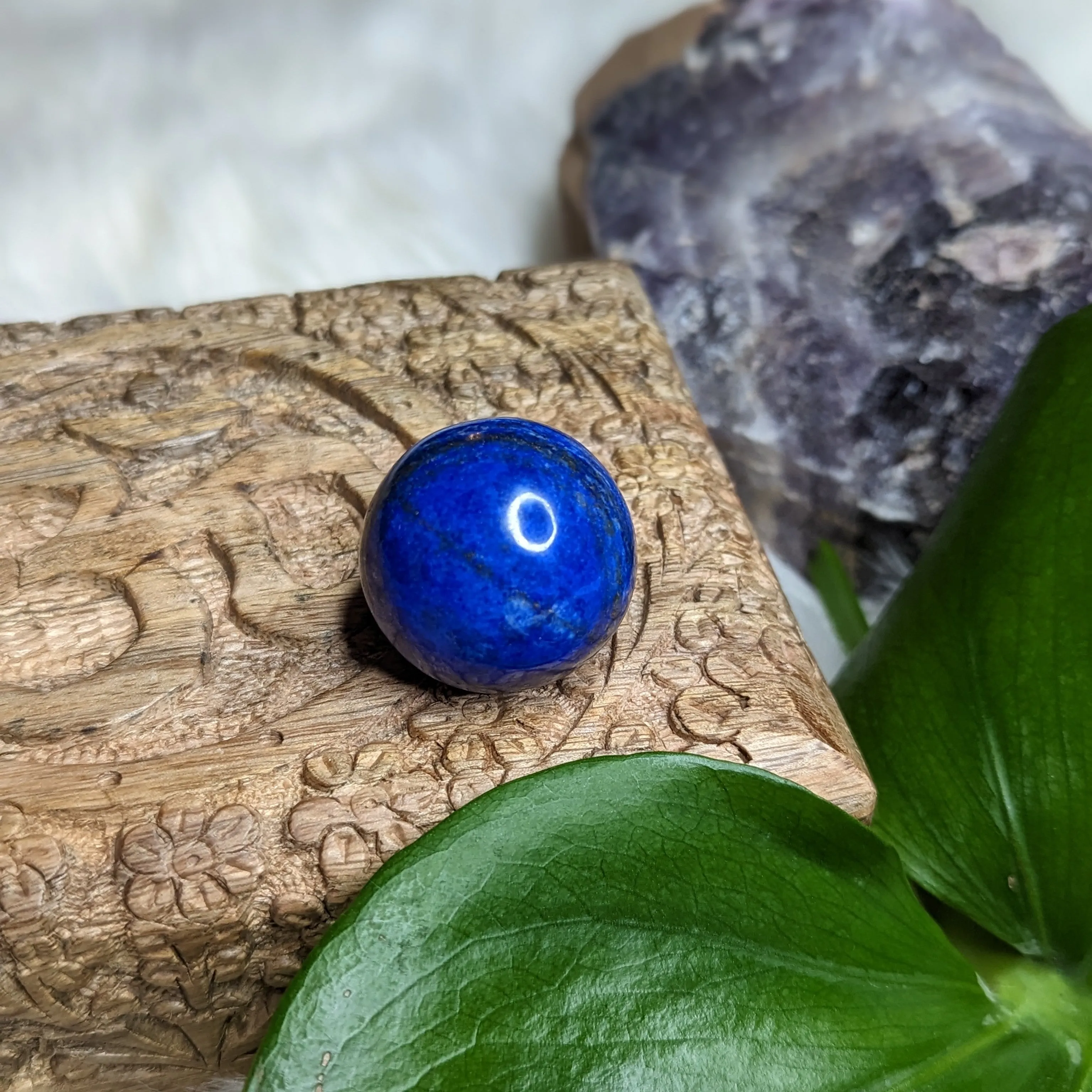 Blue Lapis Lazuli Sphere Carving #2 Pyrite Matrix