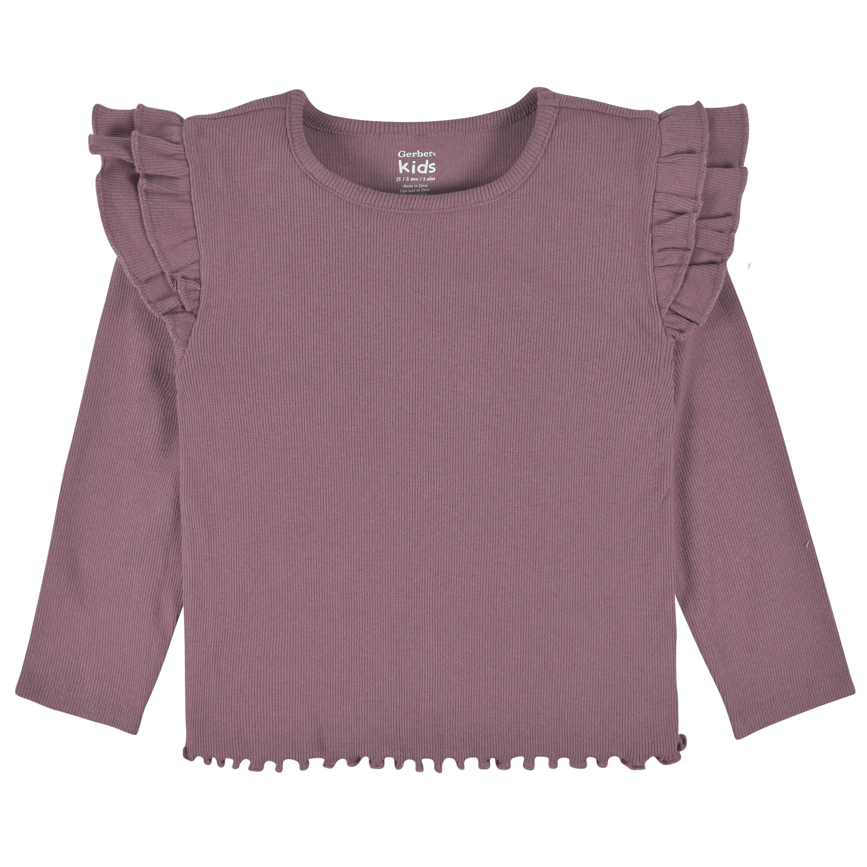 Infant Toddler Girls Burgundy Floral Ruffle Tops