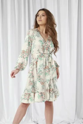 Ivory Printed Wrap Dress