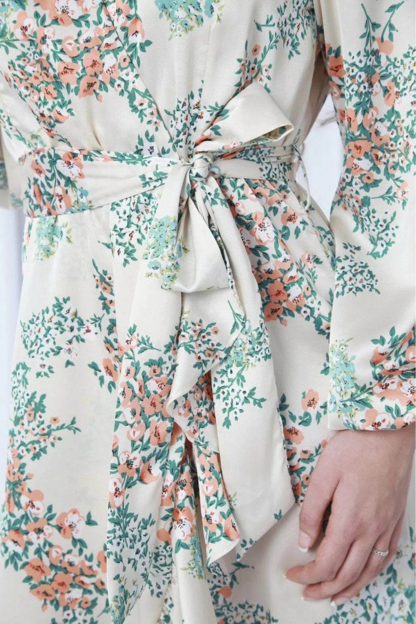 Ivory Printed Wrap Dress