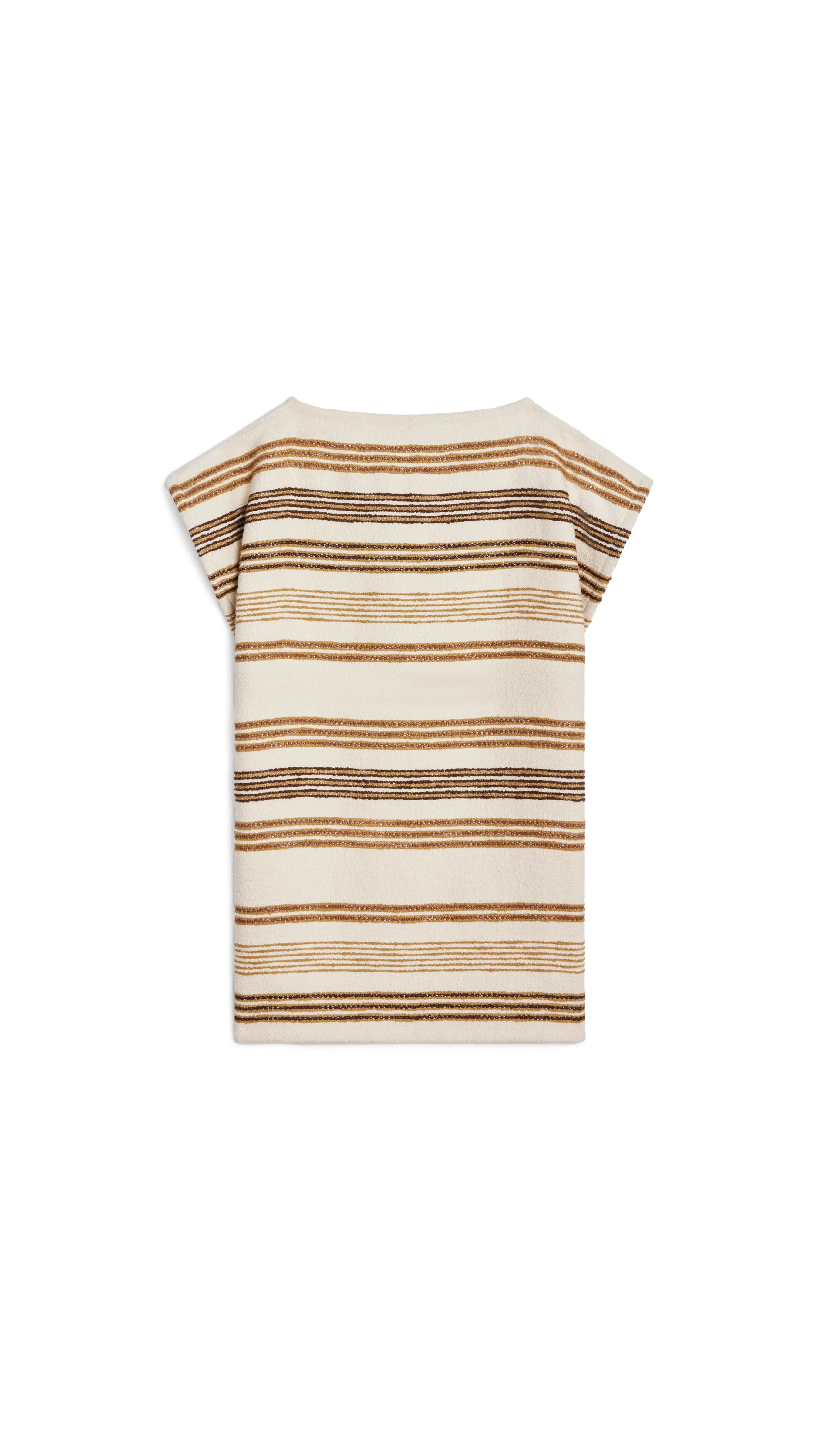 Striped Cotton Tweed Mini Dress Ivory Olive Marrone