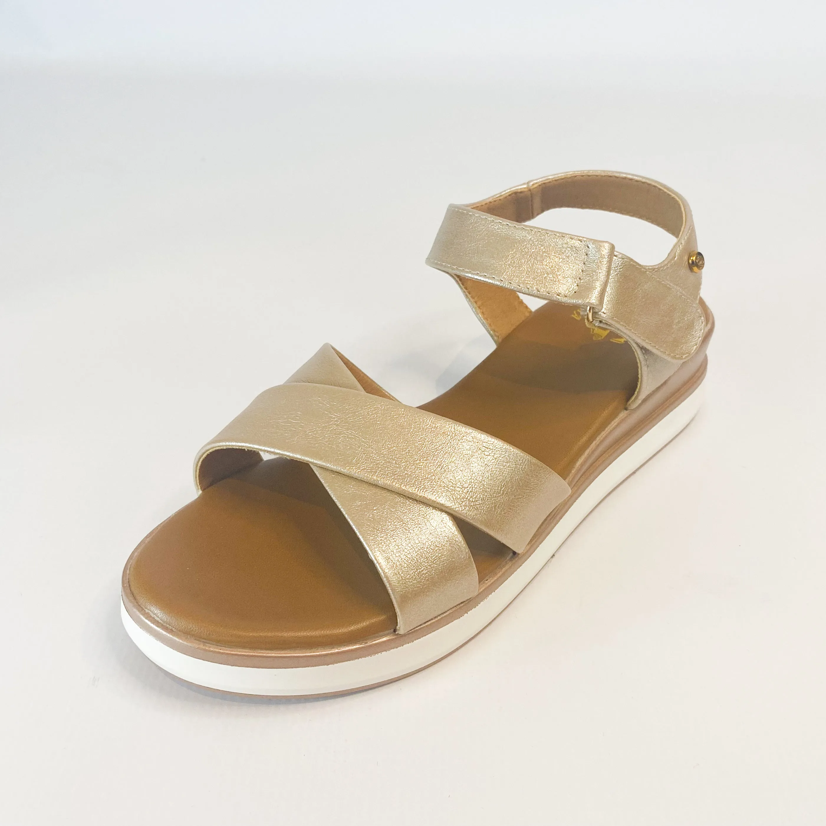 Champagne Crossover Wedge Sandal by KG